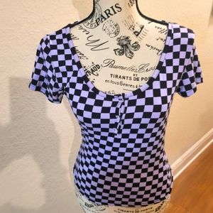 Checker black and white top